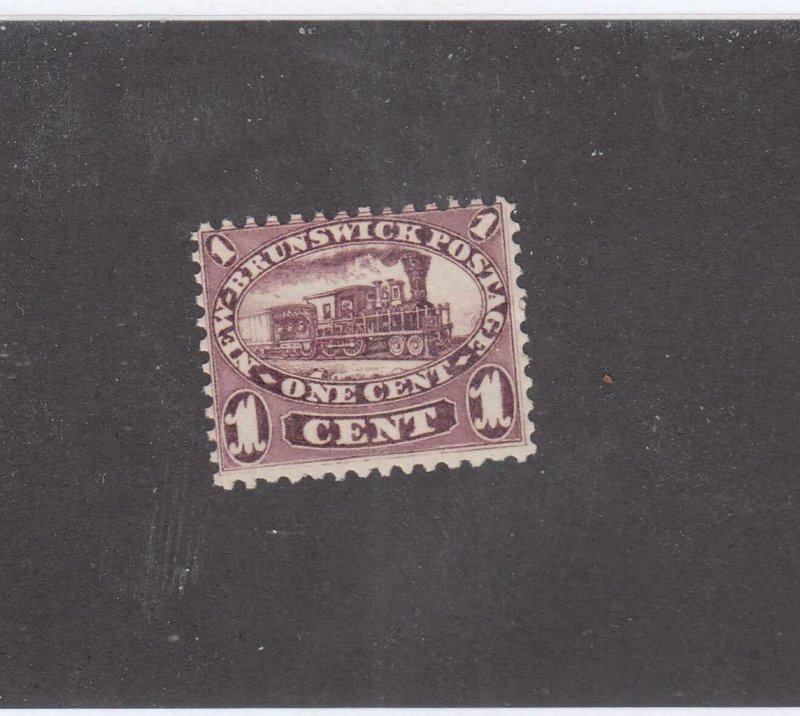 NEW BRUNSWICK # 6 VF-MLH 1cts 1860 LOCOMOTIVE /RED LILAC /CENTS ISSUE CV $60