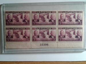 SCOTT # 856 PANAMA CANAL PLATE BLOCK OF 6 VERY DESIRABLE MINT NEVER HINGED 1939