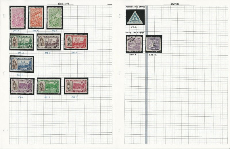 Bolivia Stamp Collection on 6 Pages, Nice Selection, JFZ