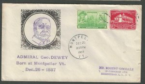 1937 Montpelier Vt Honoring Admiral Geo Dewey Born 1837