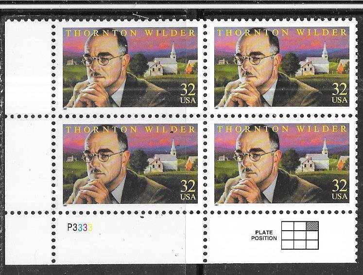 US #3134 $0.32 Thornton Wilder - plate block of 4 (MNH) $2.60