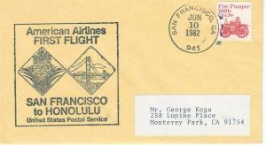 FFUS American Airlines San Francisco CA - Honolulu HI 6/10/82 AAMC# AA-D118SW
