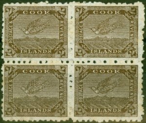 Cook Islands 1902 2d Brown SG31 Fine LMM & MNH Block of 4