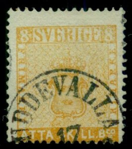 SWEDEN #4 8sk yellow, used w/UDDEVALLA cds, Sjoman certificate, Scott $650.00