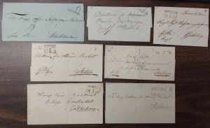 SWEDEN STAMPLESS covers, group of 11 diff, very nice strikes, VF