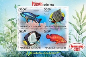 2024 04 - BURUNDI - RED LIST OF FISHES      4V  complet set    MNH **