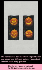 US 5137-5140 Jack-O�-Lanterns F partial die-cut two vert pair set 2016