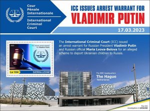 SIERRA LEONE - 2023 - Putin Arrest Warrant - Perf Souv Sheet #1 - M N Hinged