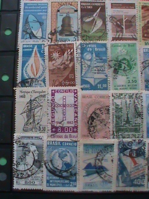 ​BRAZIL STAMPS: VERY OLD LARGE 56 DIFFERENT PICTORIAL BRAZIL USED STAMPS #BR-H