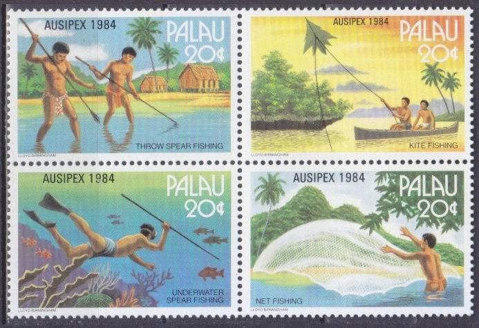 1984 Palau 55-58VB Sea fauna