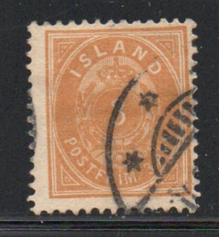 Iceland  Sc 21 1897 3 aur orange stamp used