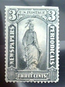 Scott #PR10 - VG - 3c Black - Newspaper Stamps - NG - 1875