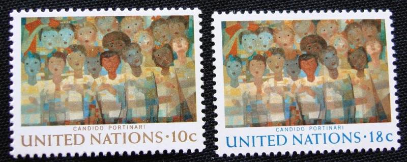 UN #247-248 MNH, 2 Singles, UN Art-Portinari, SCV $.60 L10