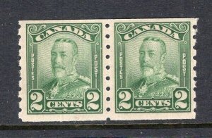 Canada 1929 GV 2c Scroll Coil Pair MNH #161 CV$160