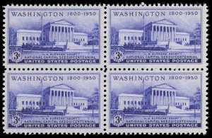 US Sc 991 VF/MNH BLOCK - 1950 3¢ Washington Sesq. - FRESH!