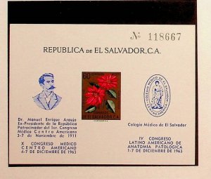 SALVADOR Sc C192F NH SOUVENIR SHEET OF 1960 - OVERPRINT IN BLUE - FLOWERS