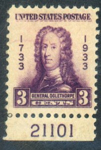 U.S. #726 MINT PL# SINGLE OG NH