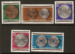 PAPUA NEW GUINEA SG281/5 1975 NEW COINAGE MNH