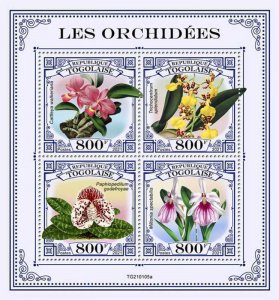 Togo - 2021 Orchids, Walker's Cattleya, Tiger - 4 Stamp Sheet - TG210105a