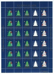 Faroe Islands. 1990 Christmas Seal, Sheet Unfolded. Christmas Tree. 4 S. Perfor.