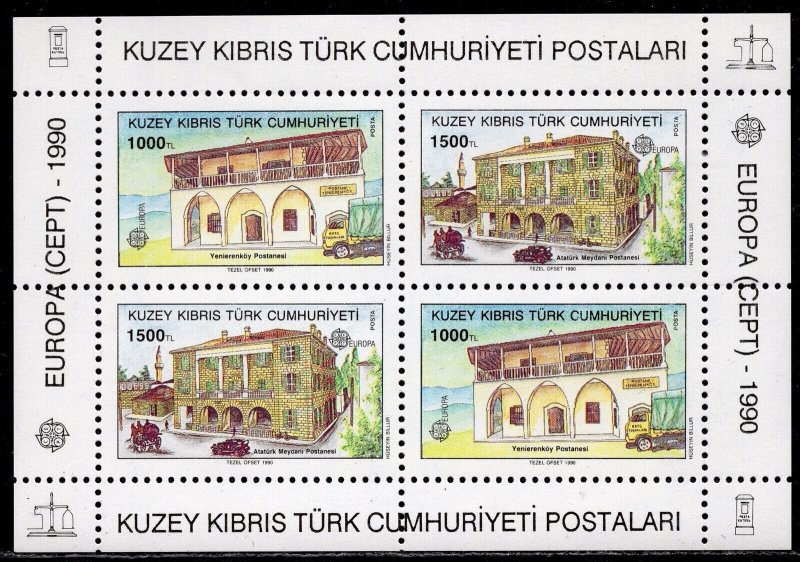 EUROPA CEPT 1990 - Turkey Cyprus - Post Offices - MNH Souvenir Sheet