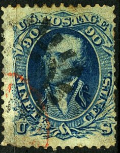 U.S. #72 Used Partial Red Cancel