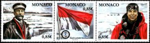 Monaco #2520, Complete Set, Horz Strip of 3, 2008, Polar, Royalty, Flags, NH