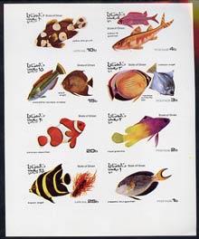 Oman 1974 Tropical Fish imperf set of 8 values (1b to 25b...