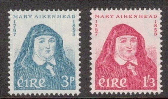 IRELAND 1958 Mother Mary Aikenhead; Scott 167-68, SG 174-75; MNH