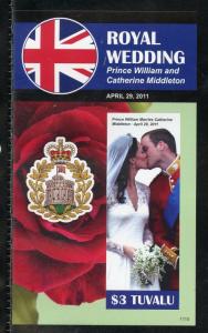 TUVALU  ROYAL WEDDING OF PRINCE WILLIAM & KATE MIDDLETON IMPERF S/S I MINT NH