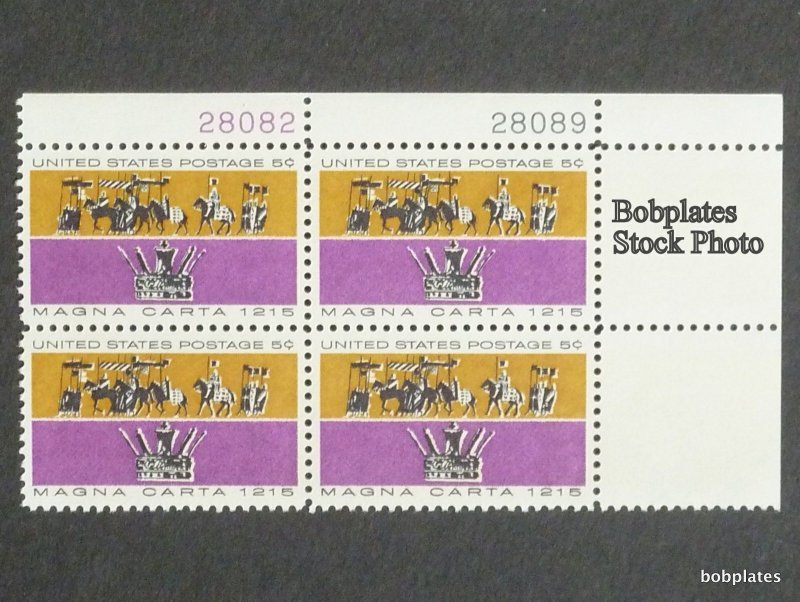 BOBPLATES #1265 Magna Carta Plate Block F-VF MNH SCV=$1 ~See Details for #s/Pos