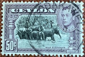 Ceylon #286e Used Single Wild Elephants L37