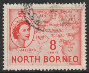 North Borneo Scott 266 - SG377, 1954 Elizabeth II 8c used