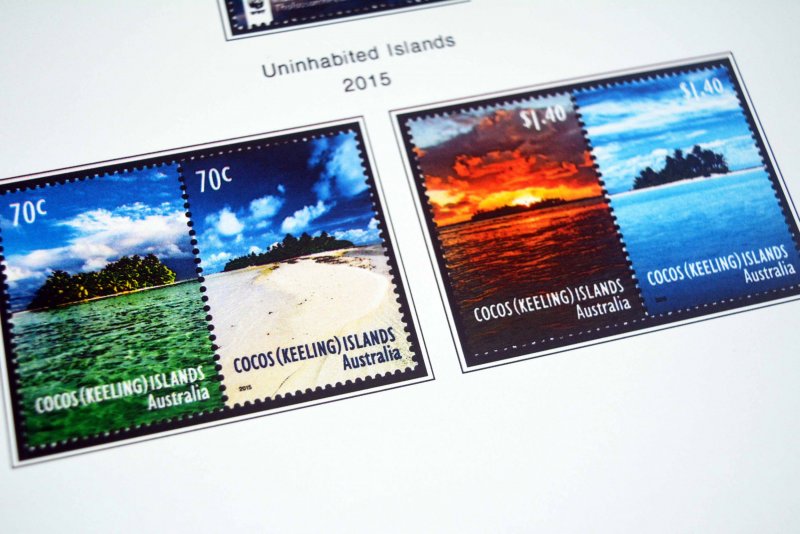 COLOR PRINTED COCOS ISLANDS 1963-2020 STAMP ALBUM PAGES (69 illustrated pages)