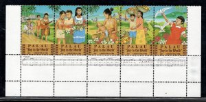 PALAU SC# 117-21 STRIP/5 WITH TABS  FVF/MNH