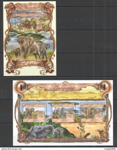 2013 Guinea Animals Fauna Elephants Kb+Bl ** Stamps St1387