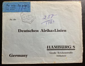 1938 Lorenzo Marques Portuguese Mozambique Airmail Cover To Hamburg Germany