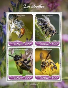 NIGER - 2019 - Bees - Perf 4v Sheet  - M N H