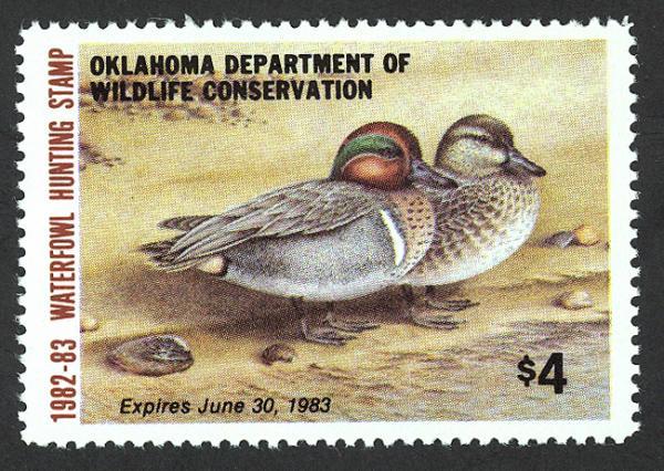 #3, Oklahoma State Duck stamp, SCV $10