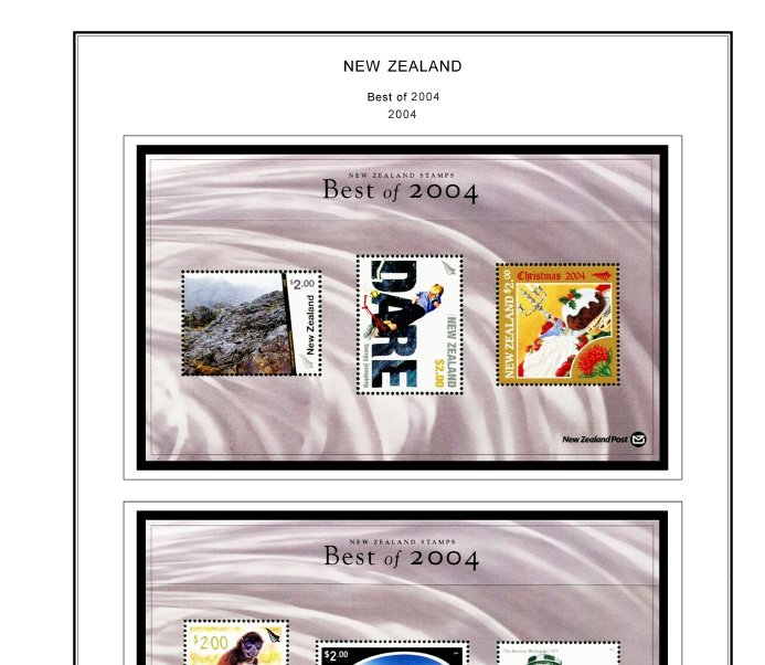 COLOR PRINTED NEW ZEALAND 2000-2004 STAMP ALBUM PAGES (88 illustrated pages)