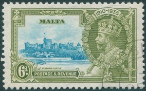 Malta 1935 6d light blue & olive-green Jubilee SG212 used