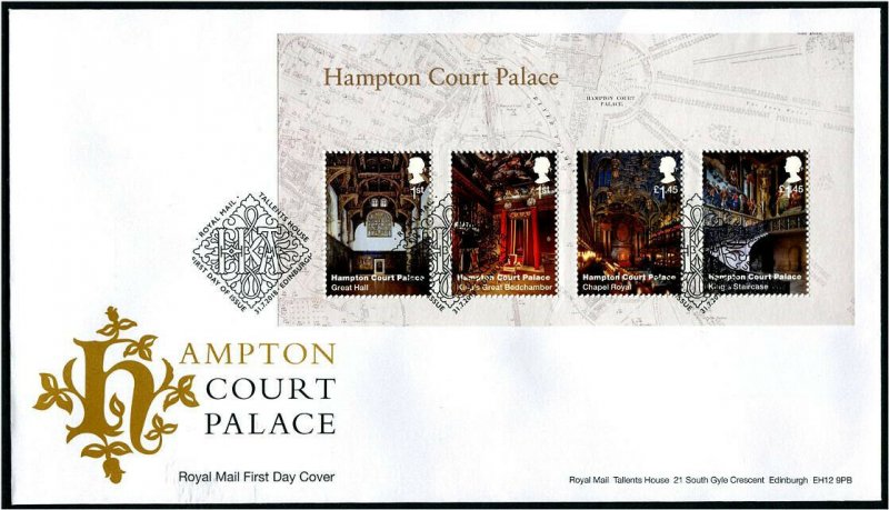 HERRICKSTAMP GREAT BRITAIN Sc.# 3754 Hampton Court S/S First Day Cover Edinburgh