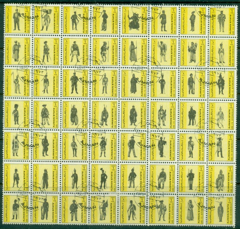 Ajman 1972 Mi#2257-2312 Military Uniforms, yellow background (56v)CTO