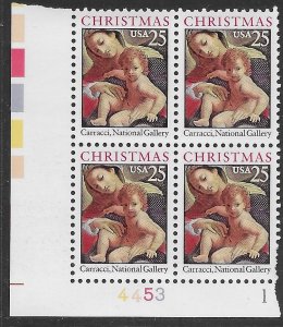 US #2427 MNH Plate Block.  Christmas stamps. Mary and Baby Jesus.  Great Stamps.