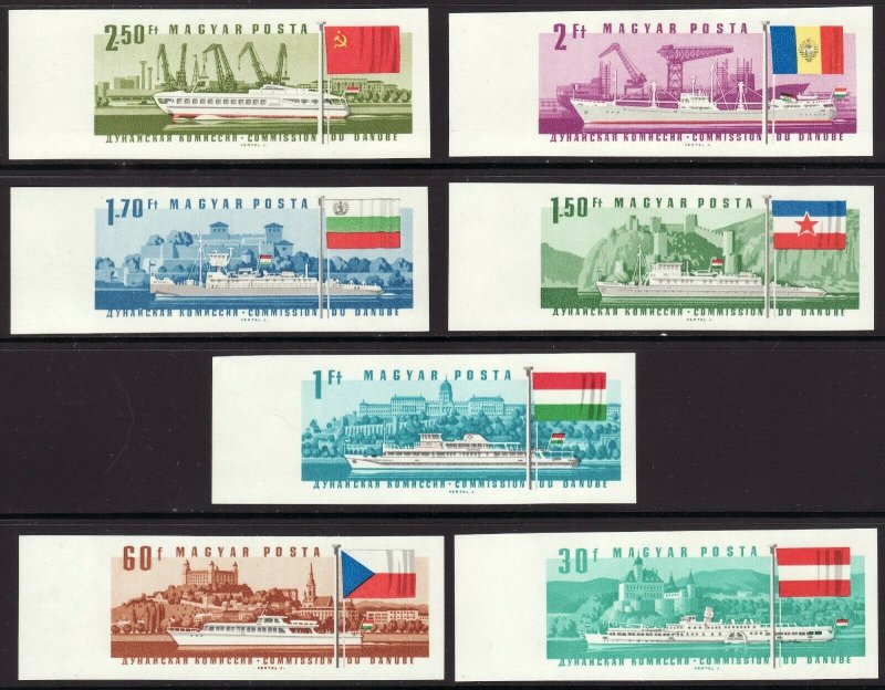 1967 Hungary 25th Session Danube Comm. imperf set MNH Sc# 1828 / 1834 $250.00