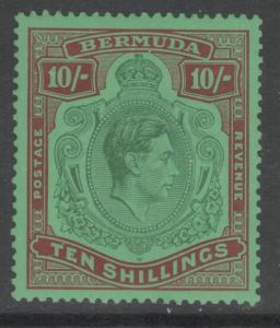 BERMUDA SG119 1938 10/= GREEN & DEEP LAKE/PALE EMERALD p14 MTD MINT