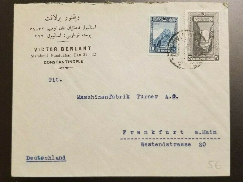 Vintage Constantinople Turkey Advertising Cover to Frankfurt Germany