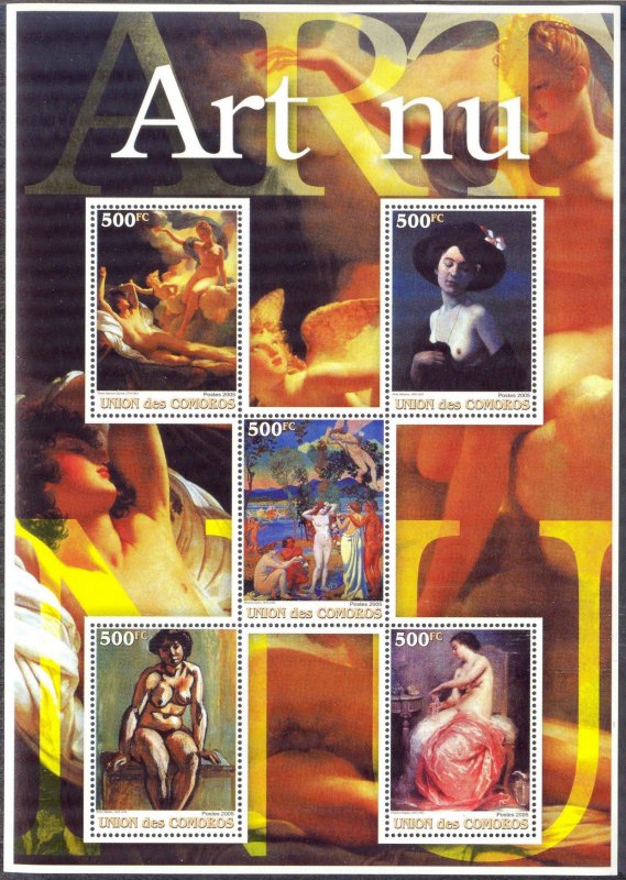 Comoros 2005 Art Paintings Nudes Sheet MNH Private