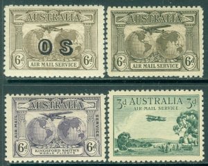 EDW1949SELL : AUSTRALIA 1929-34 Scott #C1-3, CO1 Very Fine, Mint OG. Catalog $69