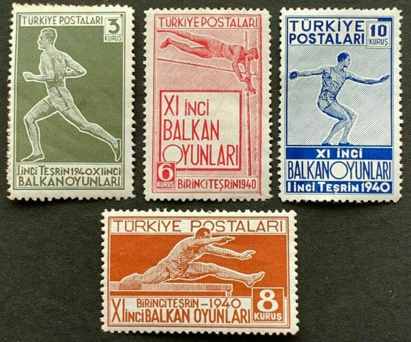 TURKEY/1940 - 11th BALKAN GAMES SET, MNH, Mi: 1090/1093, SC# 855/858 